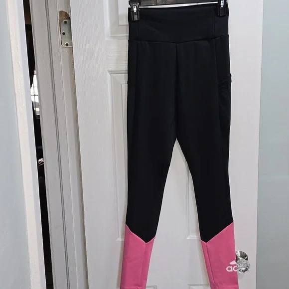 Adidas Black & Pink Workout Leggings Woman's Size XS - Picture 2 of 10
